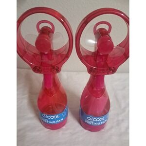 O2COOL Deluxe Misting Fan Lot 2 NEW Portable Handheld Battery Operated Pink